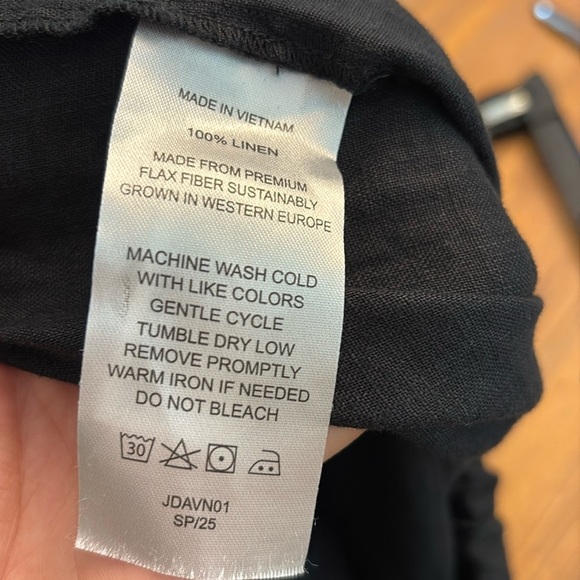 Quince linen pull on pants size large black - Picture 2 of 5